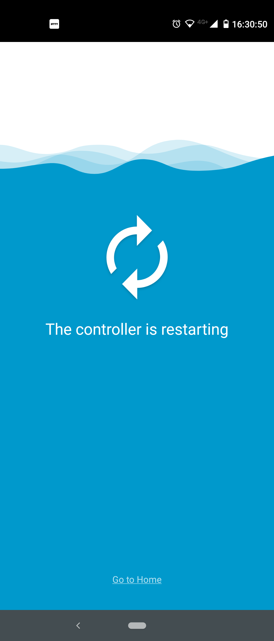 Lietotnes Madoka Assistant ekrāns „Restarting Controller”